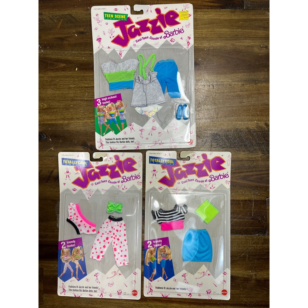Vintage 1989 Jazzie Barbie Cousin Fashion Sets Mattel 3777 3786 3781 NIP Lot 3